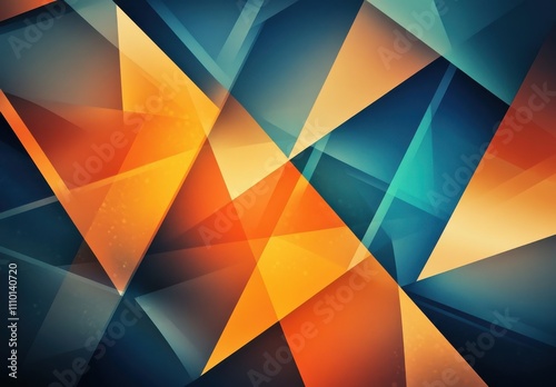 Abstract Background of Colorful Geometric Shapes Featuring Orange, Blue, and Teal Shades, Ideal for Modern Designs, Business Presentations, and Creative Projects