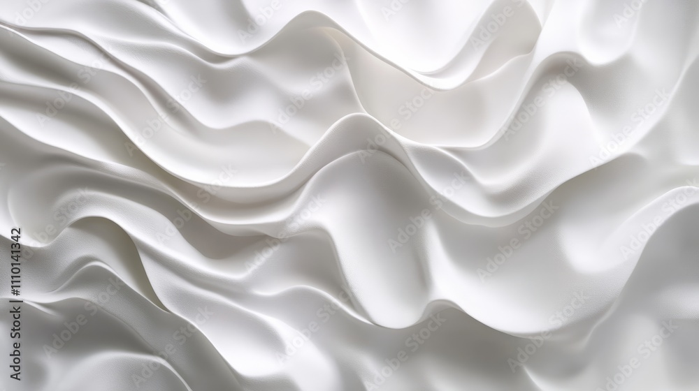 Abstract layers of white waves with subtle curves, creating depth and movement on a white background Abstract layers of white waves with subtle curves, creating depth and movement on a white background
