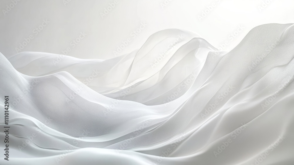 Obraz premium Abstract white waves softly overlapping, creating depth on a clean white background