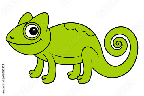 Stylish Chameleon Pose Illustration.