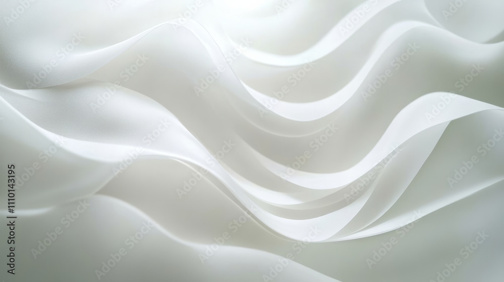 Abstract white waves softly overlapping, creating depth on a clean white background Abstract white waves softly overlapping, creating depth on a clean white background