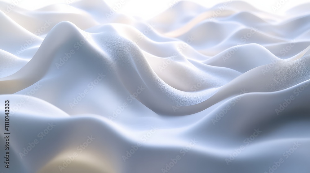 Obraz premium Abstract white waves softly overlapping, creating depth on a clean white background