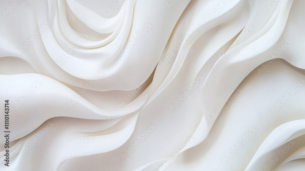 Obraz premium Abstract white waves softly overlapping, creating depth on a clean white background