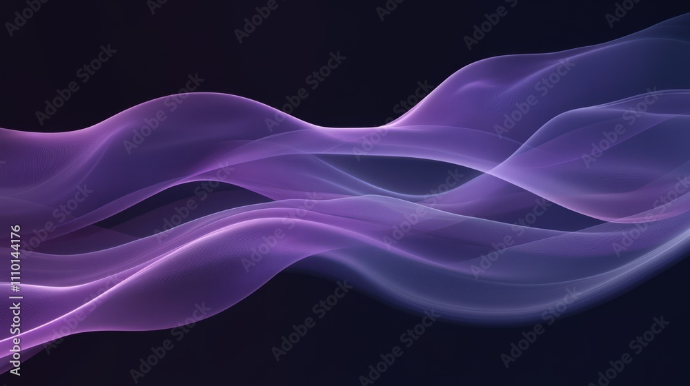 Fototapeta premium Abstract purple waves softly overlapping, creating depth on a clean white background