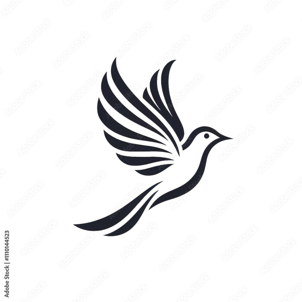 A minimalist bird logo with an elegant design featuring black and white lines in a monochrome style. A minimalist bird logo with an elegant design featuring black and white lines in a monochrome style.