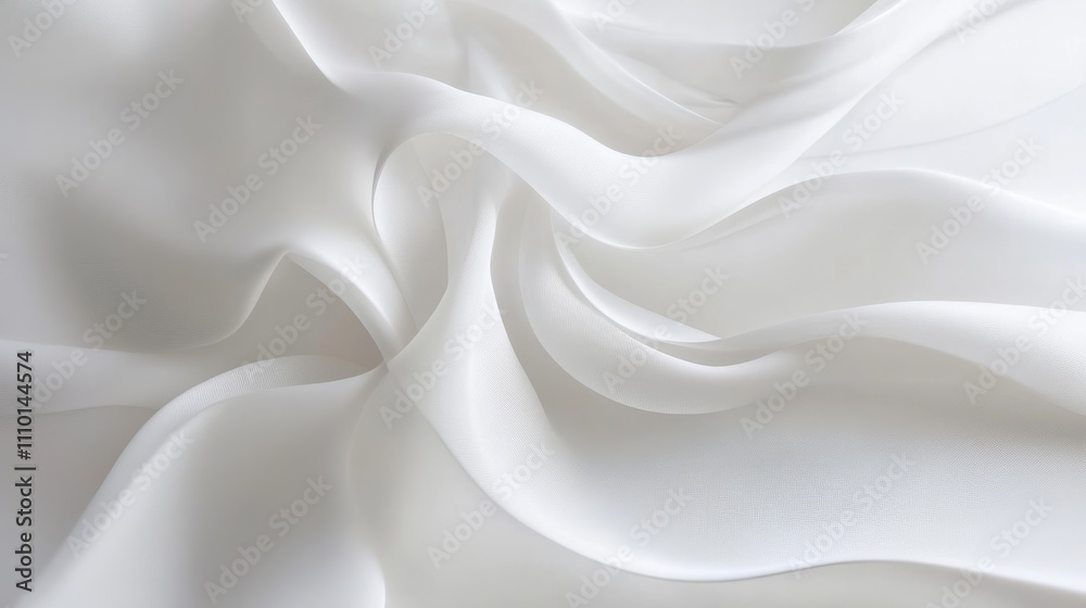 Fototapeta premium Abstract white waves softly overlapping, creating depth on a clean white background
