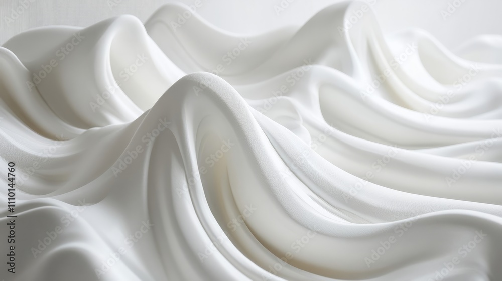 Obraz premium Abstract white waves softly overlapping, creating depth on a clean white background
