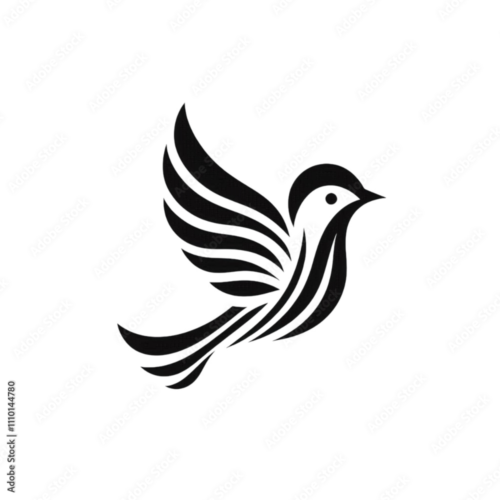 A minimalist bird logo with an elegant design featuring black and white lines in a monochrome style. A minimalist bird logo with an elegant design featuring black and white lines in a monochrome style.