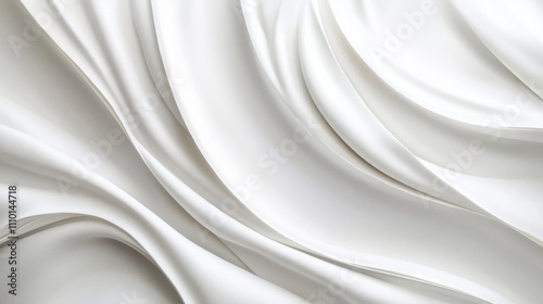 Abstract white waves softly overlapping, creating depth on a clean white background