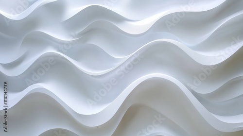 Abstract white waves softly overlapping, creating depth on a clean white background