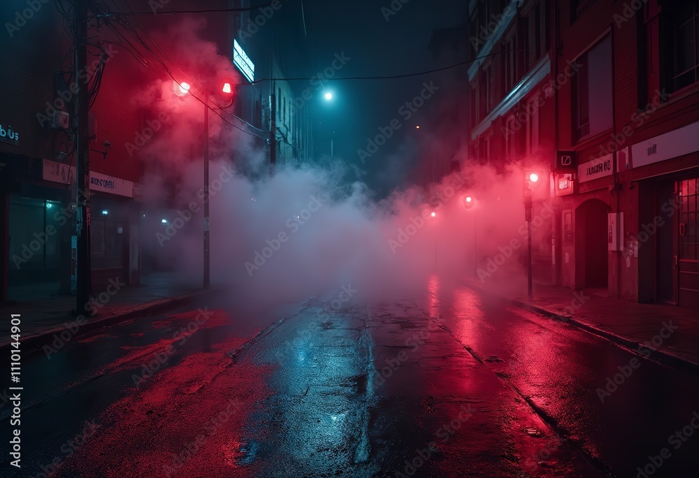 old wet asphalt neon lights street with smoke on black background old wet asphalt neon lights street with smoke on black background