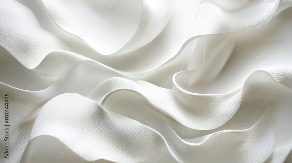 Obraz premium Abstract white waves softly overlapping, creating depth on a clean white background