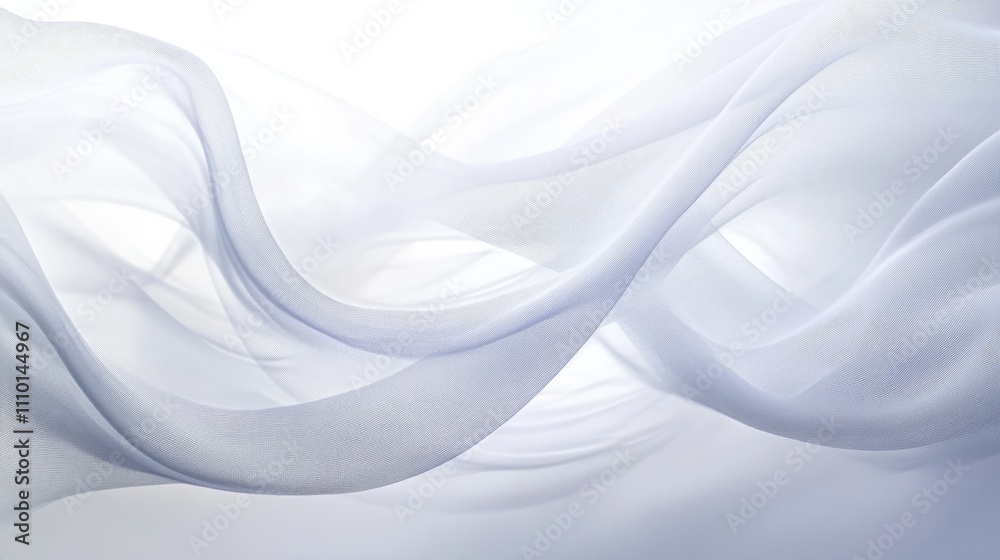 Abstract white waves softly overlapping, creating depth on a clean white background