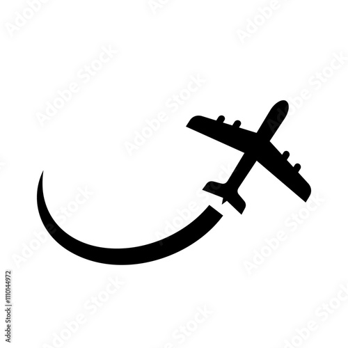 Foreign tour icon with airplane and smoke trail for international travel