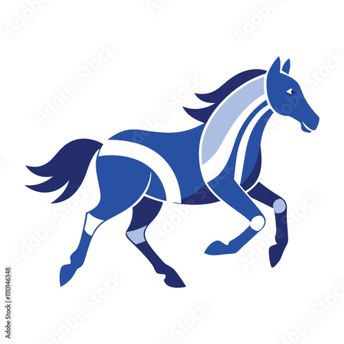 A running horse in blueprint style centered with padding