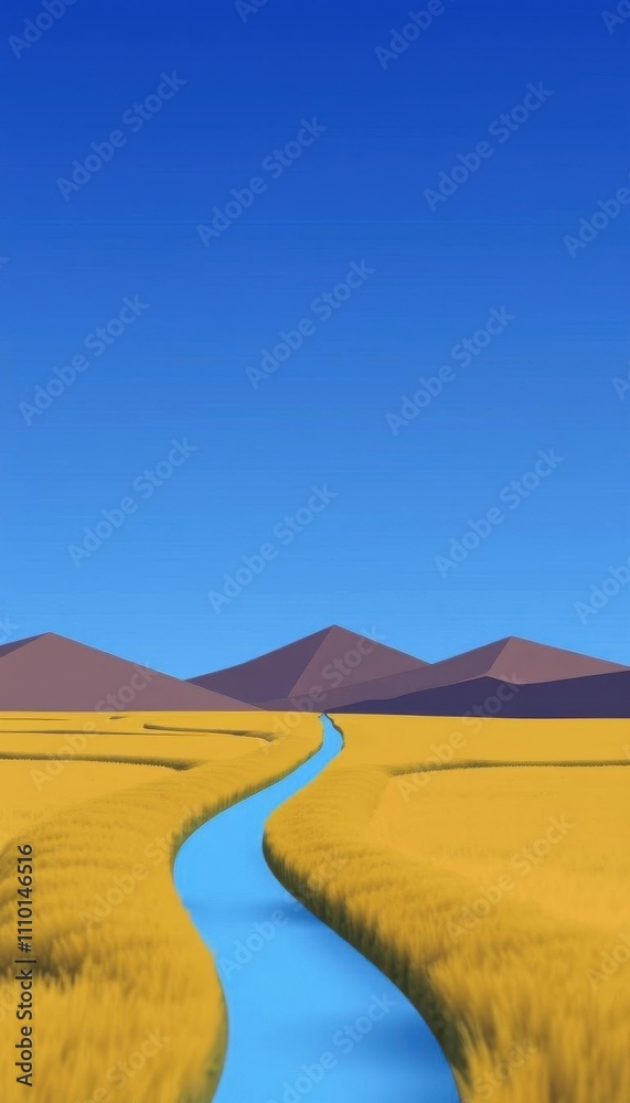 Fototapeta premium view of a river running through a field of grass
