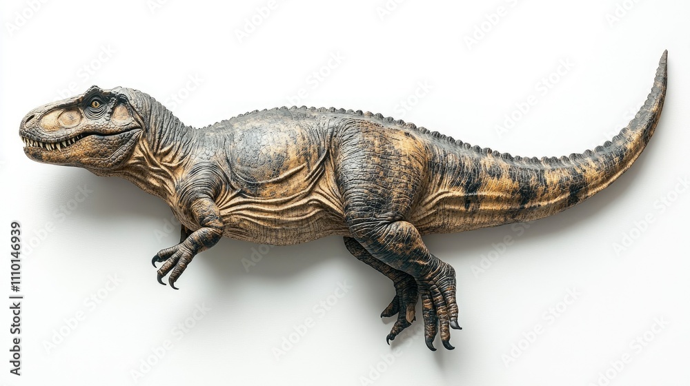 Obraz premium A realistic dinosaur model, specifically a Tyrannosaurus rex, posed for display.