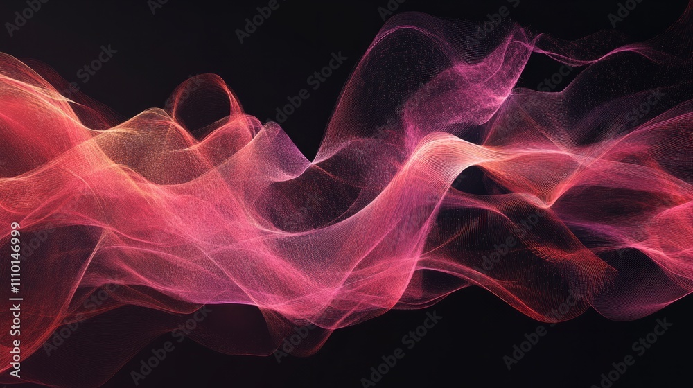 Fototapeta premium An abstract gradient hologram with a soft glow, showcasing intricate particle waves in green, blue, and purple tones