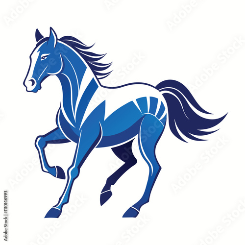 A running horse in blueprint style centered with padding