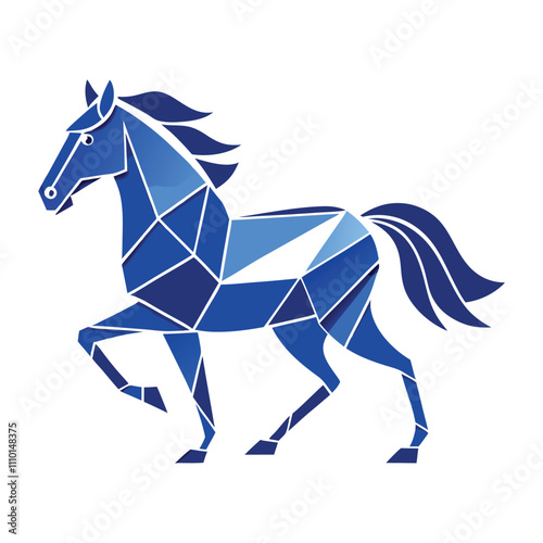 A running horse in blueprint style centered with padding