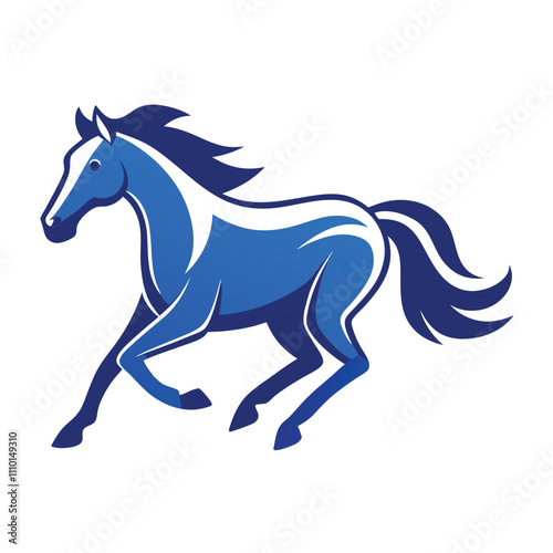 A running horse in blueprint style centered with padding