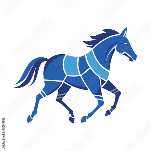 A running horse in blueprint style centered with padding