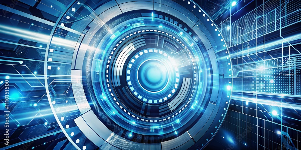 Abstract Futuristic Tech Background with Blue and White Minimalist Double Exposure Lines for Modern Digital Art Design