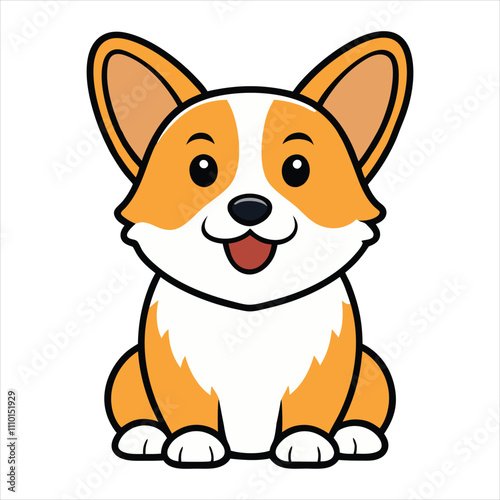 Cute Cartoon Welsh Corgi Dog isolated Illustration Design