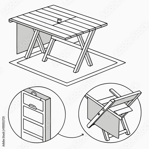 A wooden chair and table are part of a set of school objects photo