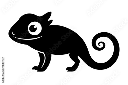 Stylish Chameleon Silhouette Vector.