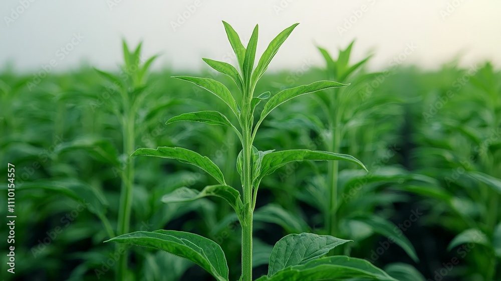 Lush green plants in a vast field, sunlight illuminating vibrant foliage. Lush green plants in a vast field, sunlight illuminating vibrant foliage.