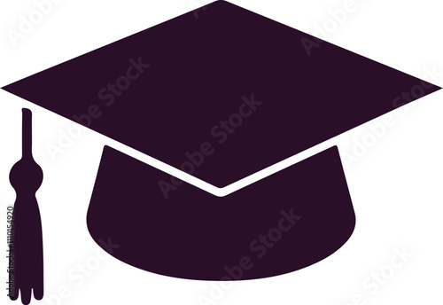 Graduation cap flat icon. Vector illustration. Simple black symbol on a white background.