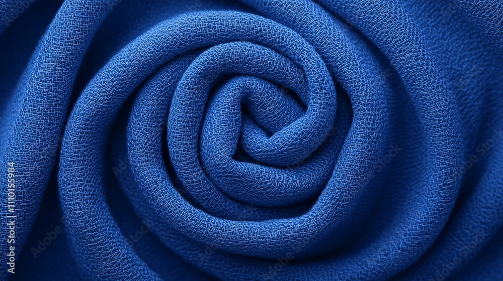 Close-up of a swirling blue fabric texture.