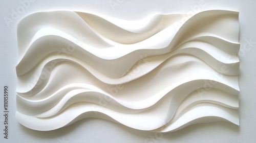 Layered white waves with soft curves, creating an elegant, abstract design on a white backdrop