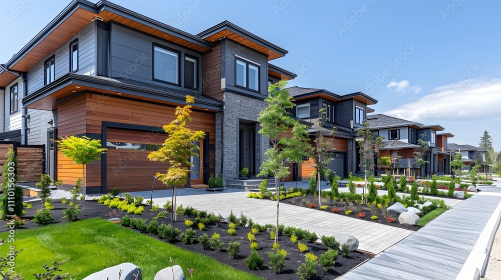Newly Constructed Modern Homes in a Landscaped Housing Estate Newly Constructed Modern Homes in a Landscaped Housing Estate