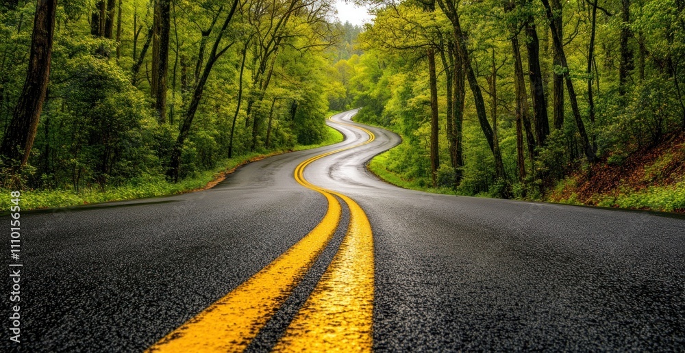 Obraz premium Winding Forest Road