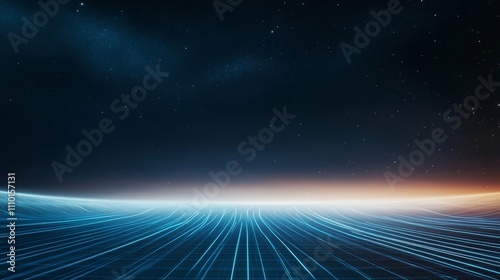 A dark blue sky with a lot of stars and a blurry, hazy area in the middle