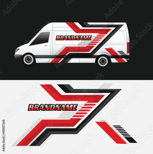 cargo van car body sticker design vector. freight forwarding company cargo van
