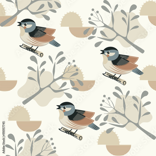 warbler pattern amidst the autumn flat design