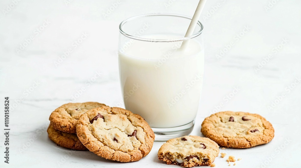 Cookies and Milk in a Cozy Setting with a Spoon Ready to Enjoy Cookies and Milk in a Cozy Setting with a Spoon Ready to Enjoy