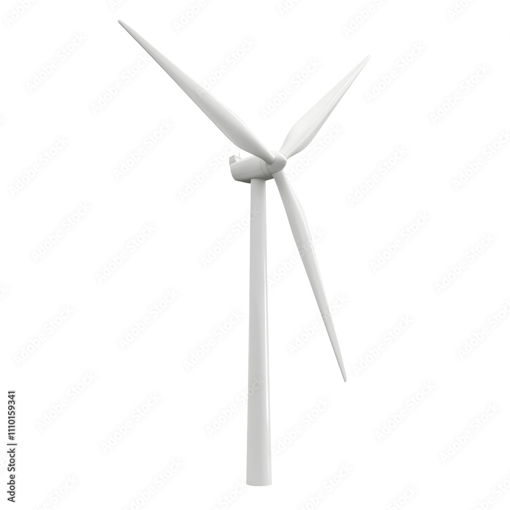 A single wind turbine on a white isolated background, symbolizing renewable energy and sustainability in modern technology. A single wind turbine on a white isolated background, symbolizing renewable energy and sustainability in modern technology.