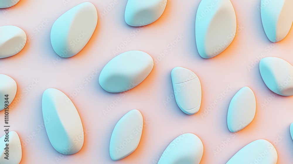 Abstract pattern of blue pills with soft lighting and shadows Abstract pattern of blue pills with soft lighting and shadows