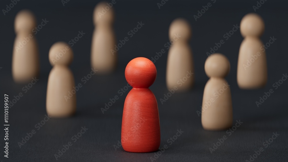 Leadership, business concept, leader teamwork and success.3D rendering on black background.