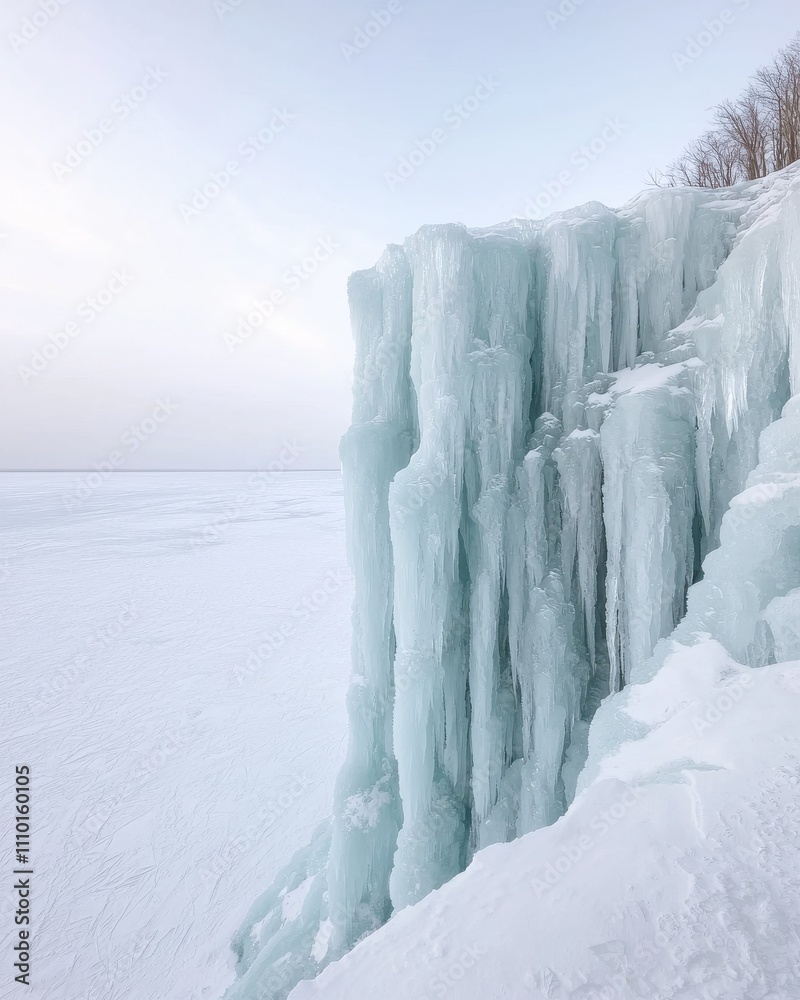 Obraz premium Ice formation at frozen lake nature landscape winter environment aerial view natural beauty concept