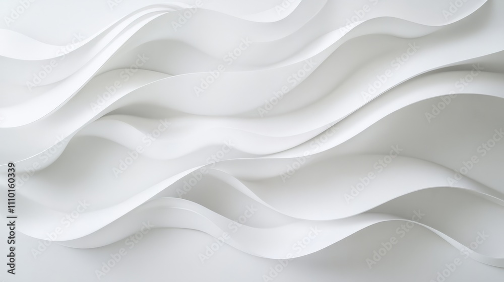 Subtle, soft white waves curving gently on an all-white background for a serene, abstract feel Subtle, soft white waves curving gently on an all-white background for a serene, abstract feel