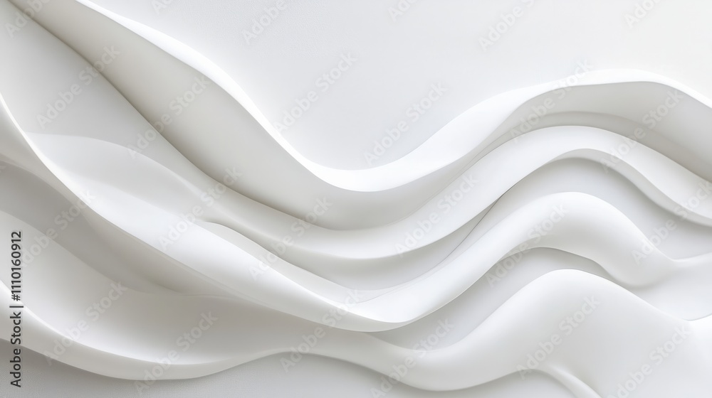 Subtle, soft white waves curving gently on an all-white background for a serene, abstract feel Subtle, soft white waves curving gently on an all-white background for a serene, abstract feel