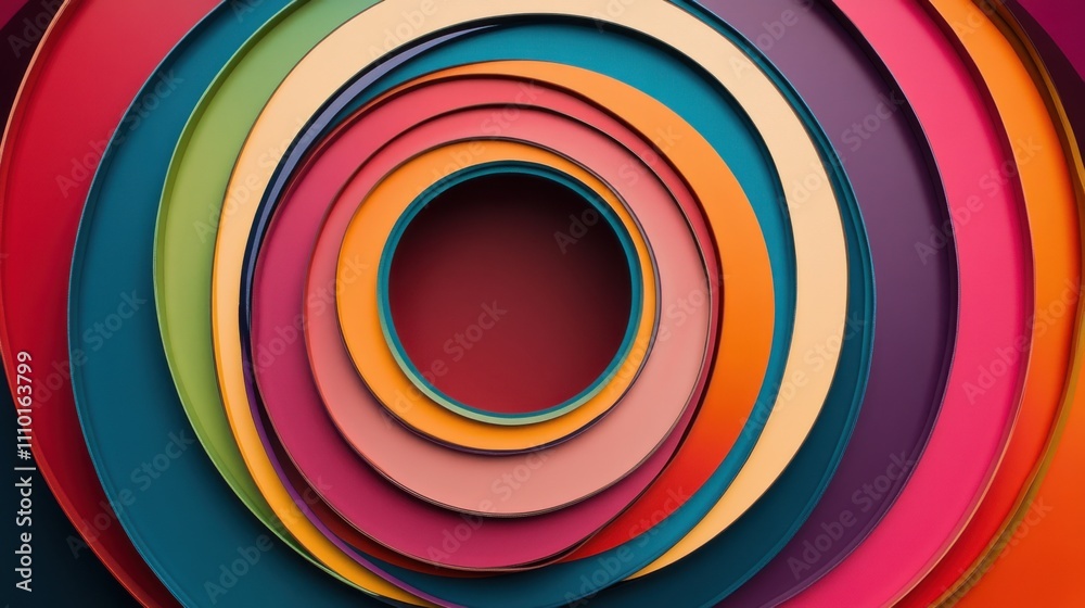 A striking depiction of abstract multicolored concentric circles blending together to form a cohesive visual effect on a clean surface, Representing the convergence of diverse ideas into a central A striking depiction of abstract multicolored concentric circles blending together to form a cohesive visual effect on a clean surface, Representing the convergence of diverse ideas into a central