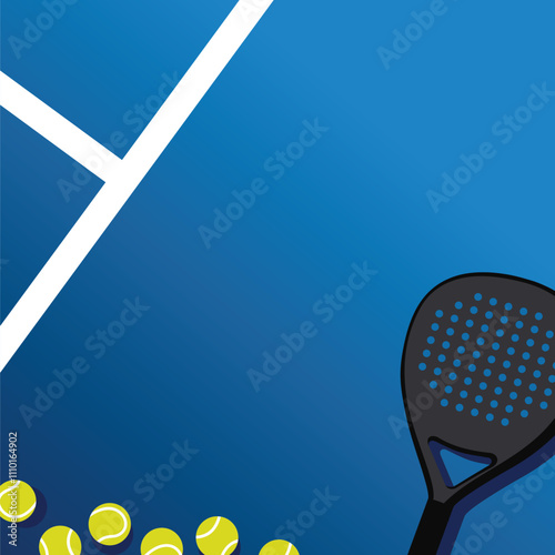 Padel racket ball court background template design vector