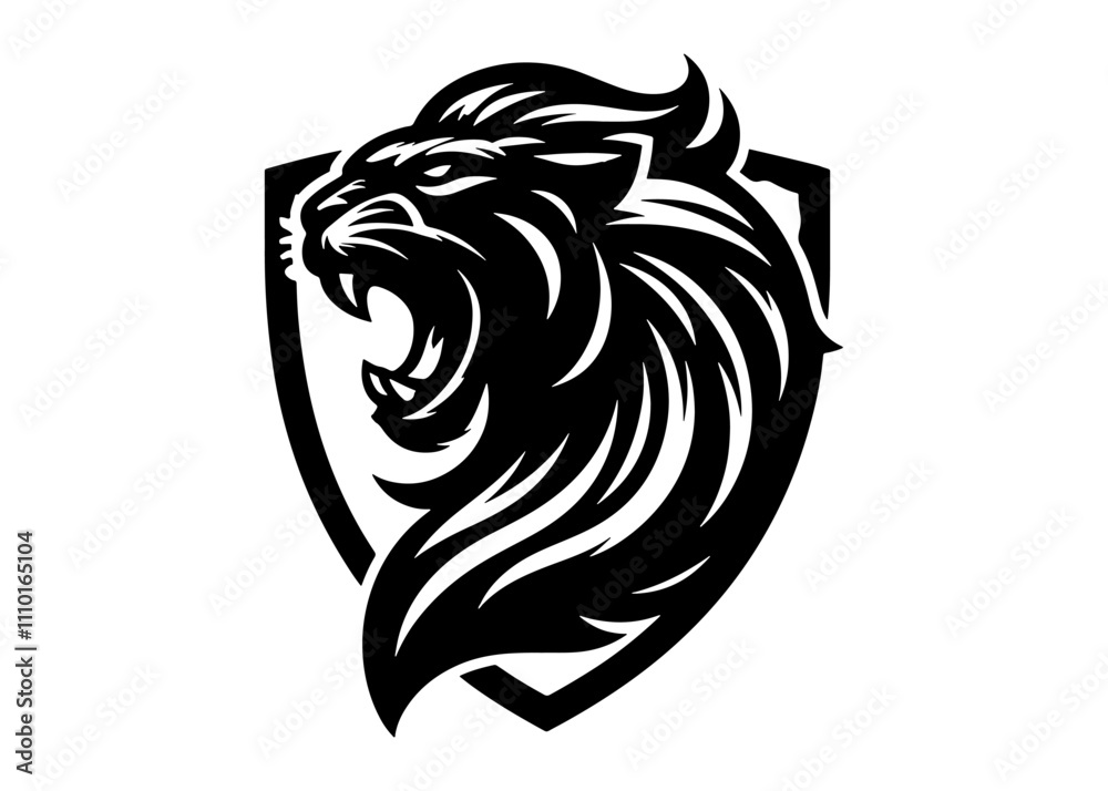 Roaring Panther head inside heraldic shield Silhouette Vector Illustration Roaring Panther head inside heraldic shield Silhouette Vector Illustration