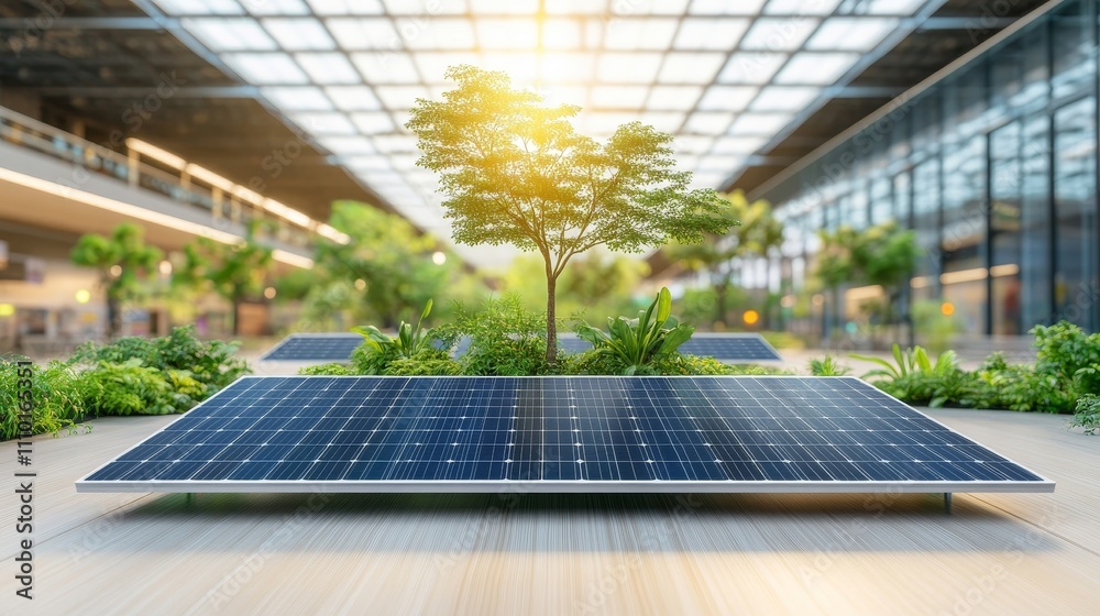 Fototapeta premium A plant is growing on top of a solar panel